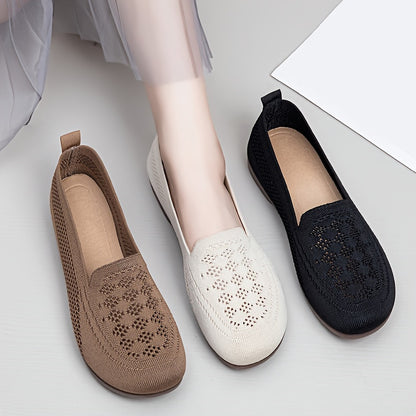 Schwarze Damen Strick Flats