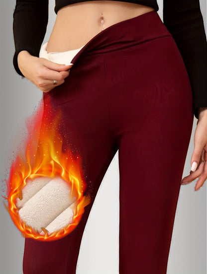 Schwarze thermo-fleece-hose mit elastischem bund - lara