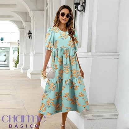 Florales Midikleid Weiß - Sabrina