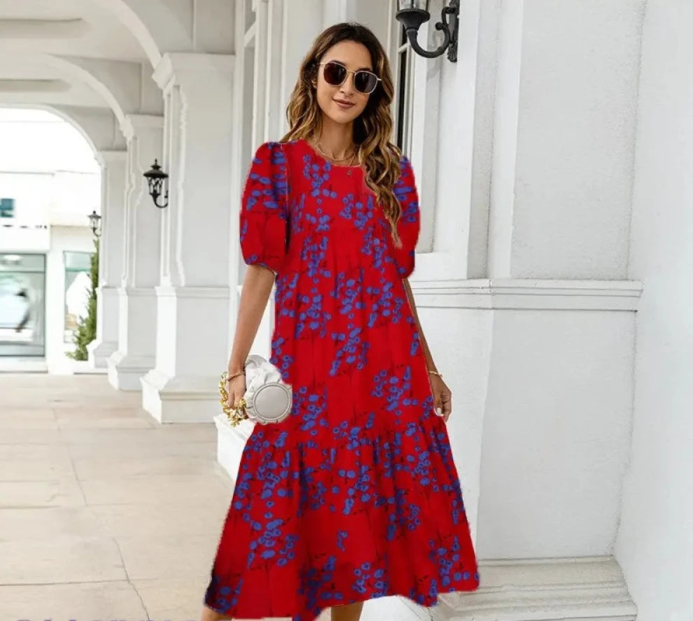 Florales Midikleid Weiß - Sabrina