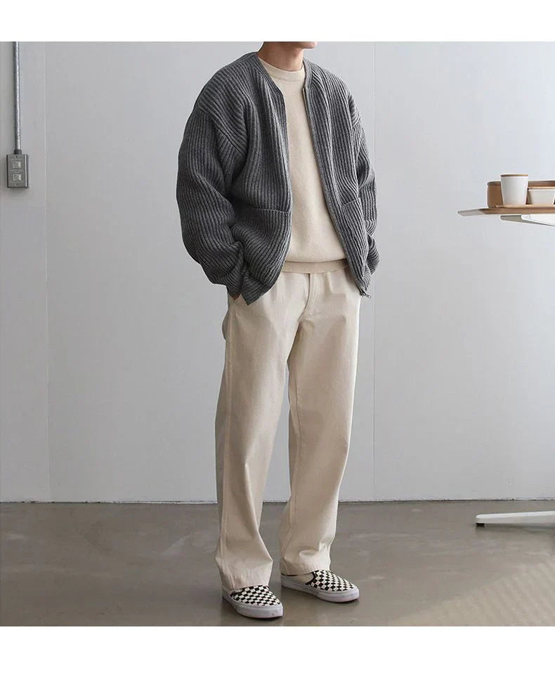 Herren-strickjacke mit reißverschluss und vordertaschen – herren