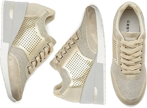 Stylische Komfort-Turnschuhe mit Atmungsaktivität und Metallic-Akzenten