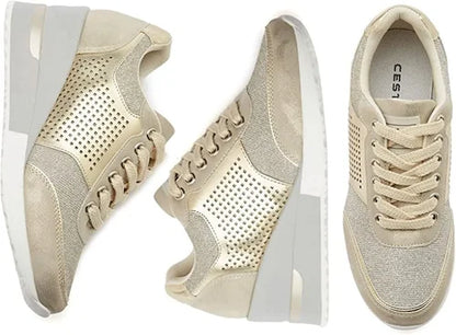 Stylische Komfort-Turnschuhe mit Atmungsaktivität und Metallic-Akzenten