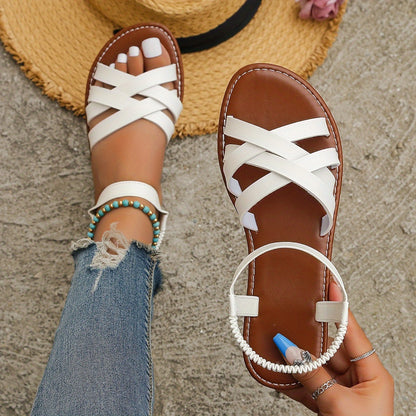 Dunkelbraune Flache Sandalen - Emma