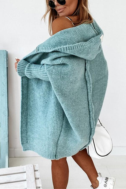 Blaue Kapuzenjacke mit Fledermausärmeln – Lara