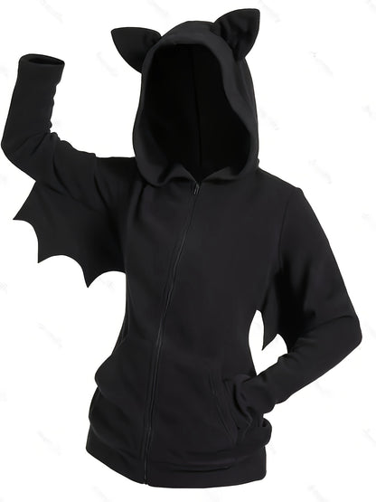 Halloween Fledermaus-Kapuzenpulli, Cosplay Zip-Up Hoodie