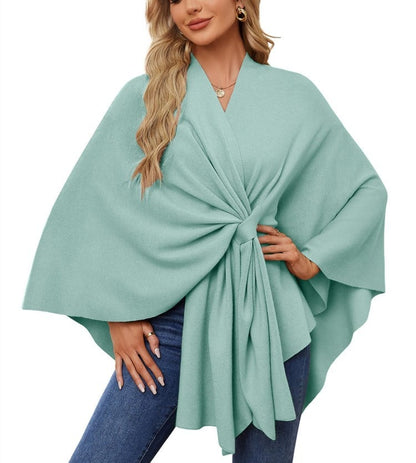 Eleganter Wickelponcho Ivory Weiß - Clara