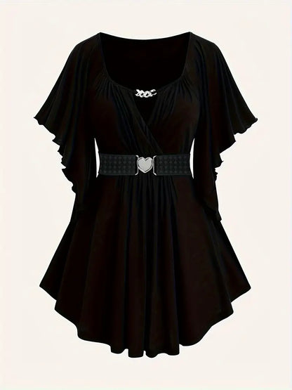 Herz-Akzent Ruched Plus Size Top - Emma