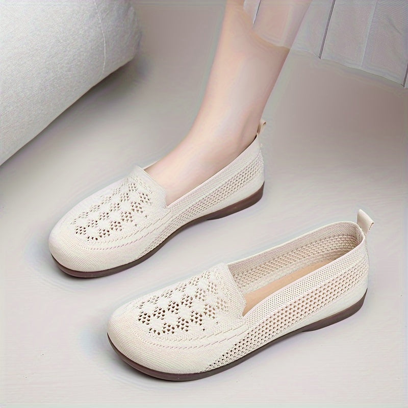 Schwarze Damen Strick Flats