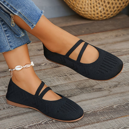 Schwarze Damen Strick Flats