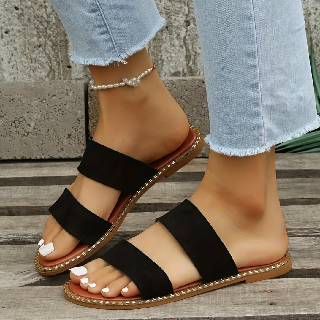 Gepunktete Sandalen Beige - Lila