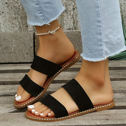 Gepunktete Sandalen Beige - Lila