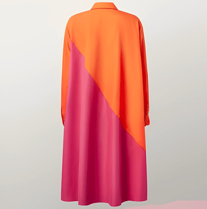 Modernes hemdblusenkleid mit umlegekragen & dreiviertelärmel