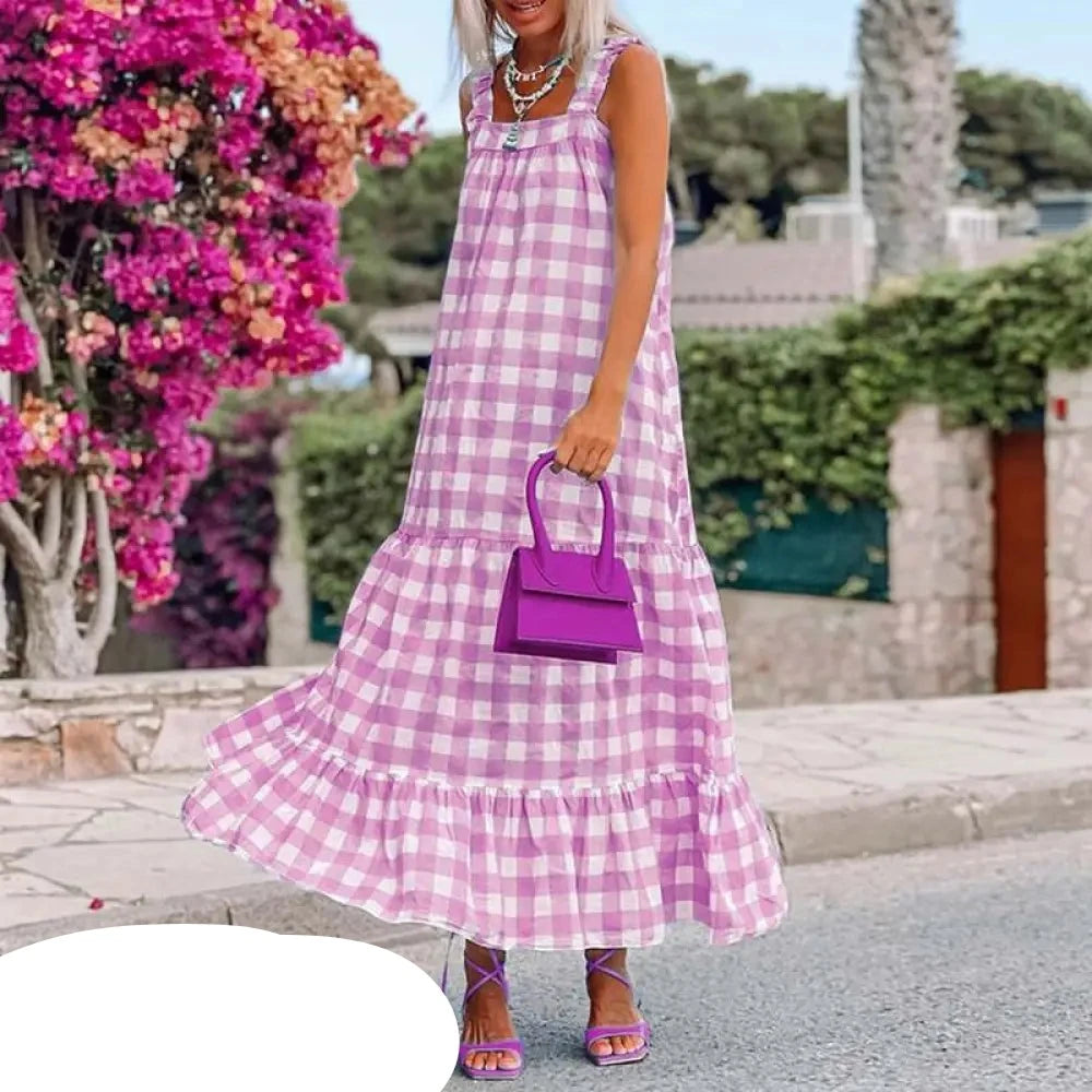 Kariertes Maxi Sommerkleid - Sophie