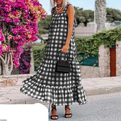 Kariertes Maxi Sommerkleid - Sophie