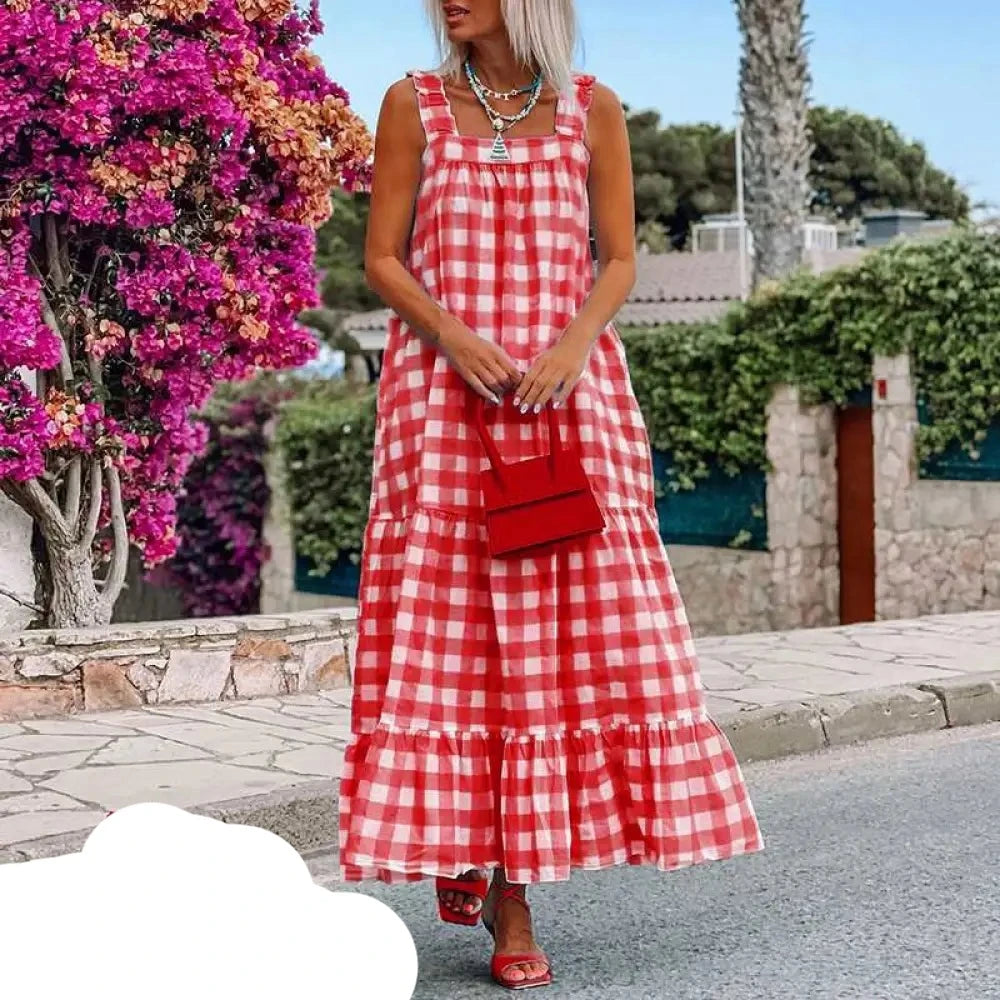 Kariertes Maxi Sommerkleid - Sophie