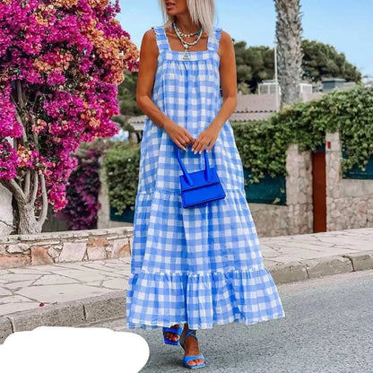 Kariertes Maxi Sommerkleid - Sophie