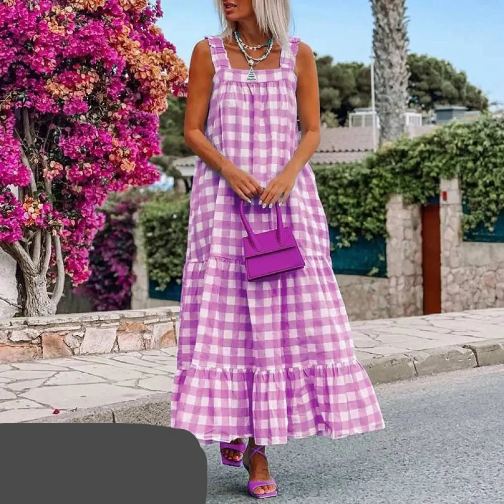 Kariertes Maxi Sommerkleid - Sophie
