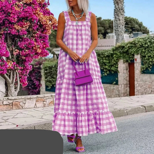 Kariertes Maxi Sommerkleid - Sophie