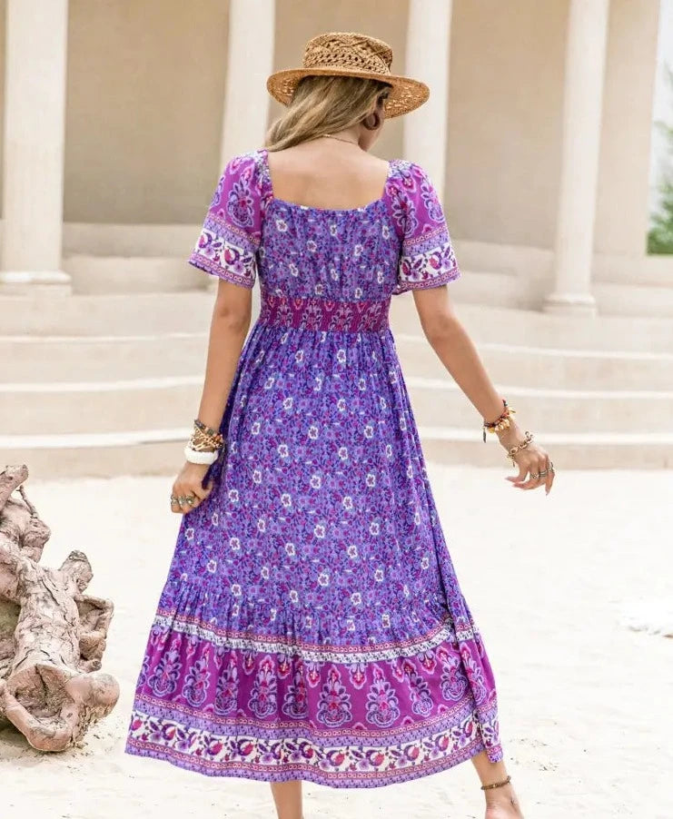 Blumen-Sommerkleid Blau - Vanessa