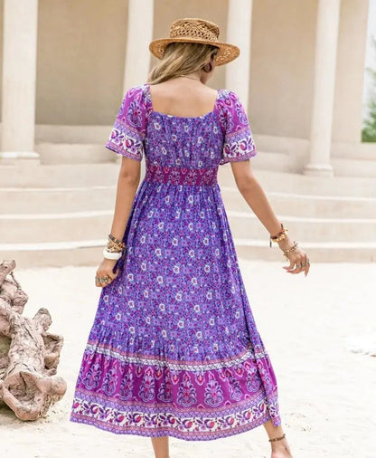 Blumen-Sommerkleid Blau - Vanessa