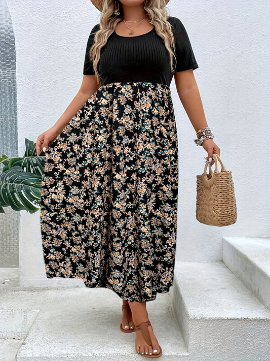 Schwarz-Florales Maxi-Kleid - Mia