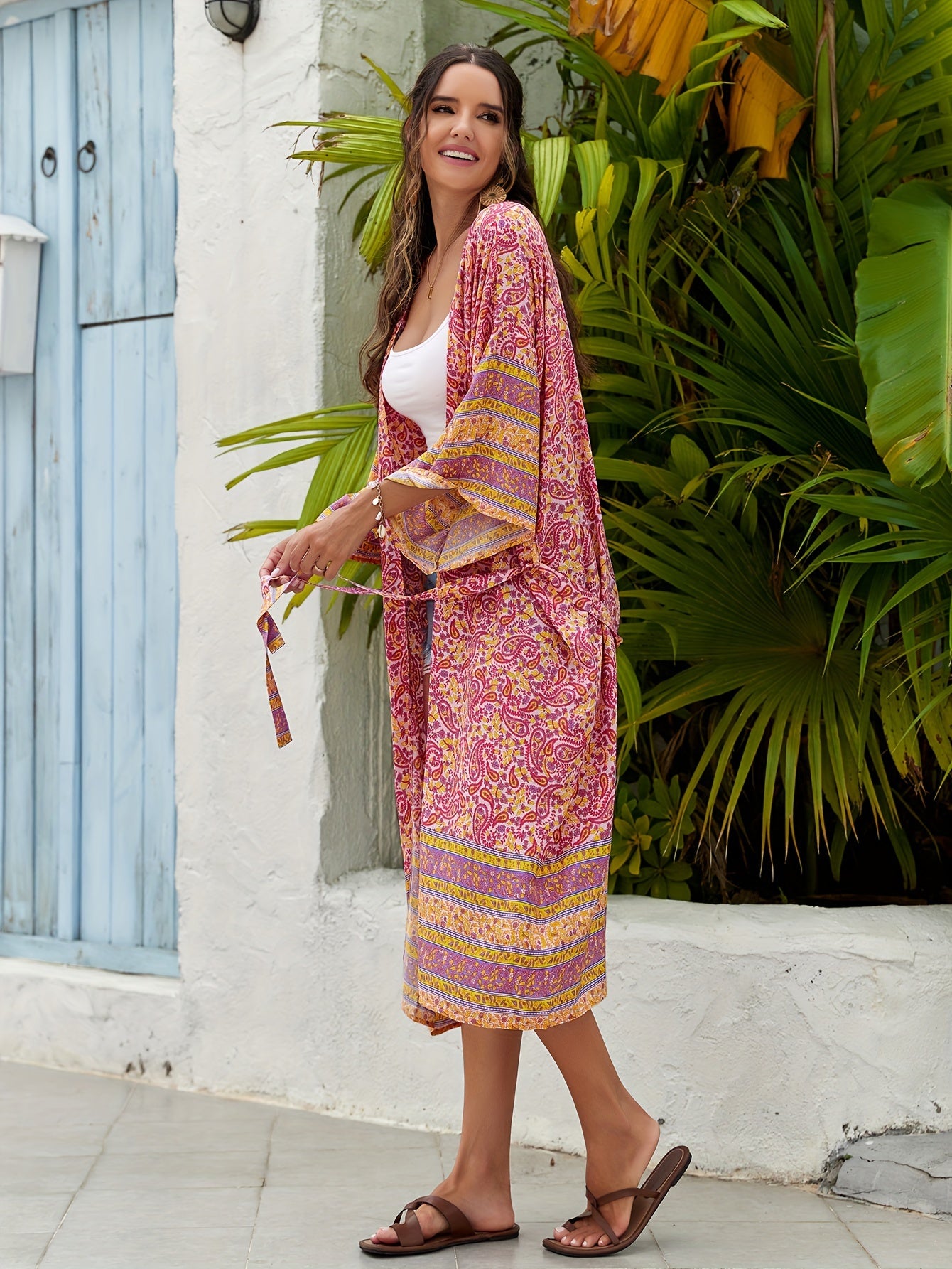 Rosa Kimono mit Gürtel - Lena