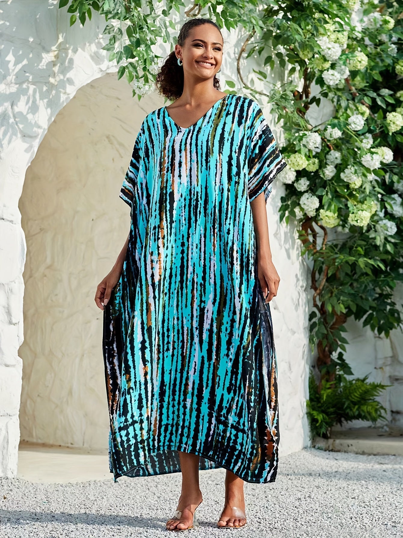 Blaues Maxi-Kaftan Kleid - Sofia