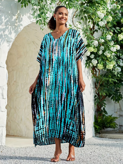 Blaues Maxi-Kaftan Kleid - Sofia