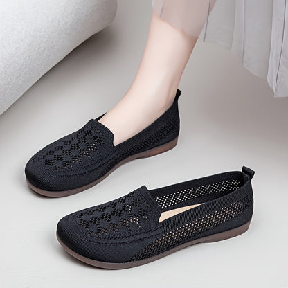 Schwarze Damen Strick Flats
