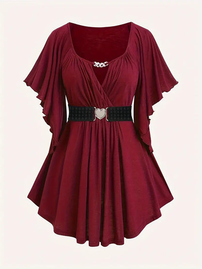 Herz-Akzent Ruched Plus Size Top - Emma