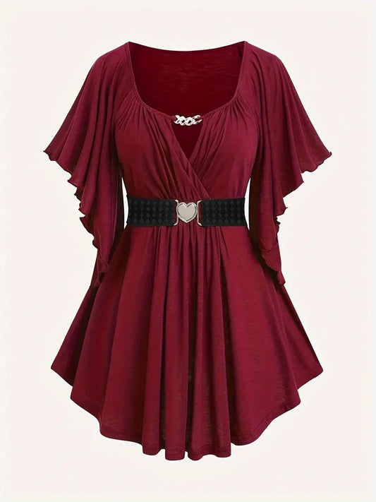 Herz-Akzent Ruched Plus Size Top - Emma