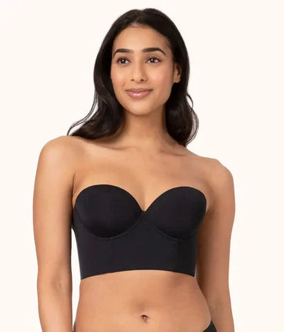 Black Strapless Longline Bra - Naomi