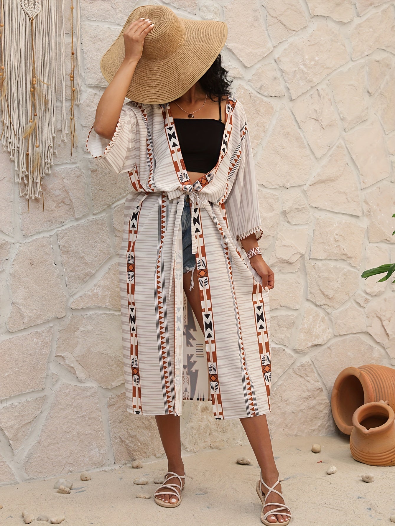 Weißes Boho-Kimono - Leila