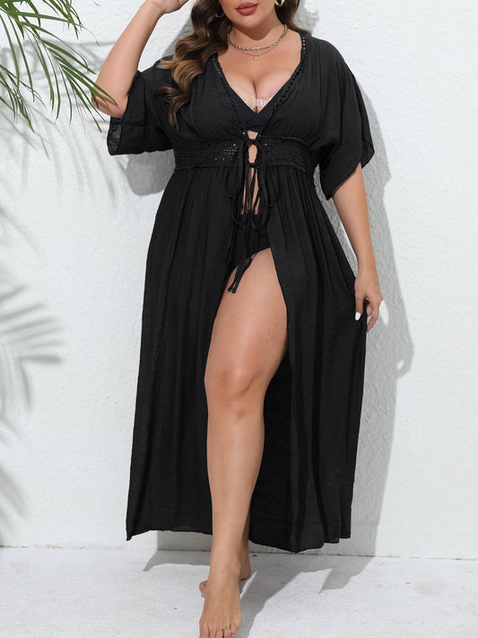 Schwarzes Strandkimono - Luna