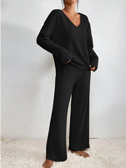 Isla – gestreiftes pullover-set mit v-ausschnitt