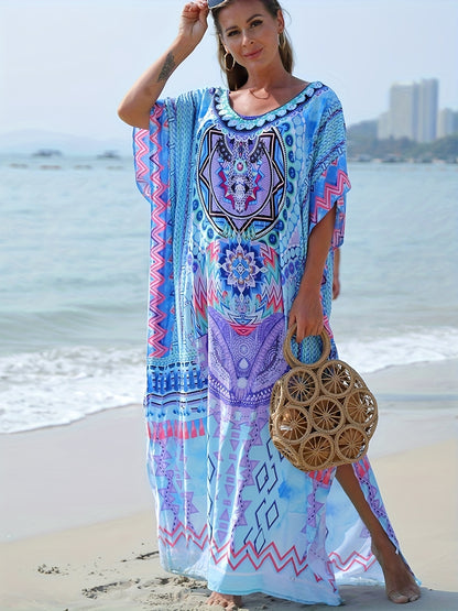 Blaues Boho Kaftan Kleid - Mia