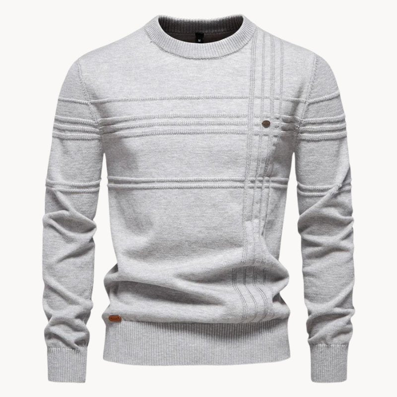 Eleganter Pullover mit Karomuster Hellgrau - Leo