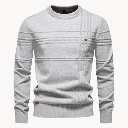Eleganter Pullover mit Karomuster Hellgrau - Leo