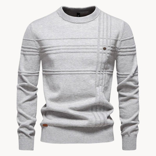 Eleganter Pullover mit Karomuster Hellgrau - Leo