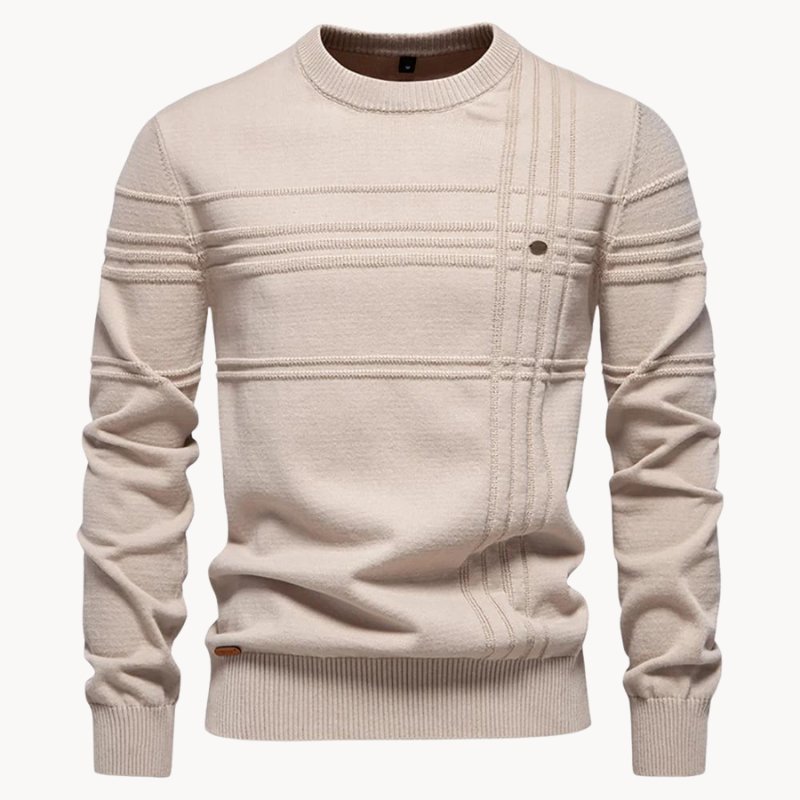 Eleganter Pullover mit Karomuster Hellgrau - Leo