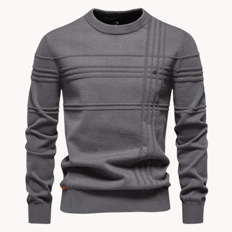 Eleganter Pullover mit Karomuster Hellgrau - Leo