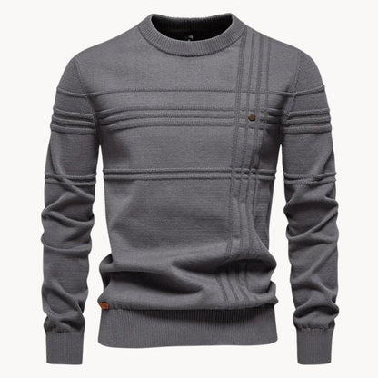 Eleganter Pullover mit Karomuster Hellgrau - Leo