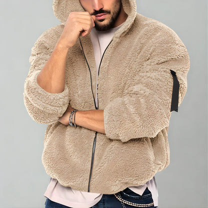 Herren-sherpa-fleecejacke, warm und kuschelig, mit reißverschluss – herren