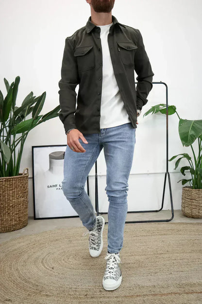 Martin – baumwoll overshirt mit knopfleiste