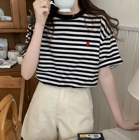 Schwarz-Weiß Gestreiftes T-Shirt - Zoe