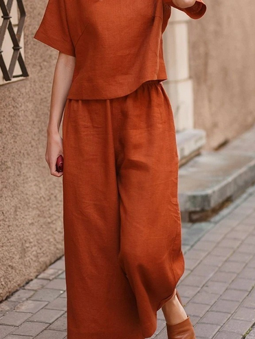 Beiges Set mit Kappenärmeln - Lara