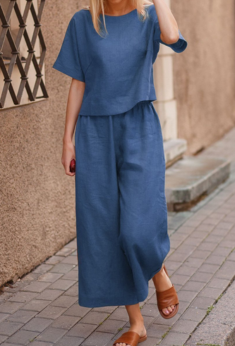 Beiges Set mit Kappenärmeln - Lara