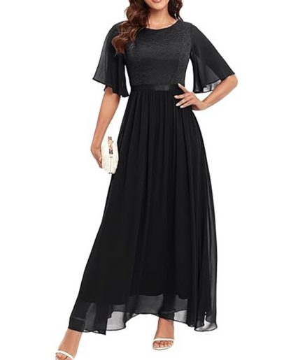 Schwarzes Abendkleid mit Spitze - Isabella