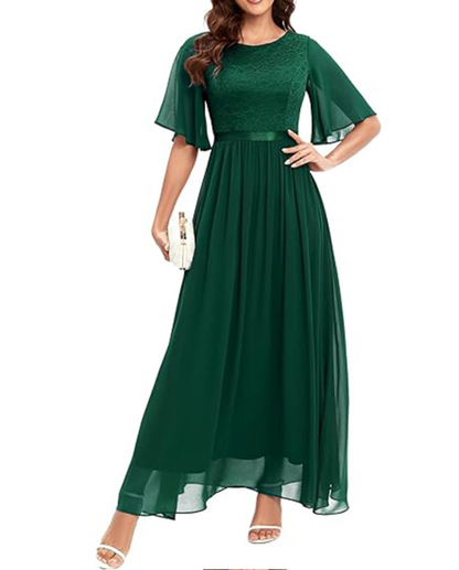 Schwarzes Abendkleid mit Spitze - Isabella